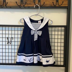 NWOT Vintage‎ Lookpra girl’s navy white embroidered sailor dress long top size 6